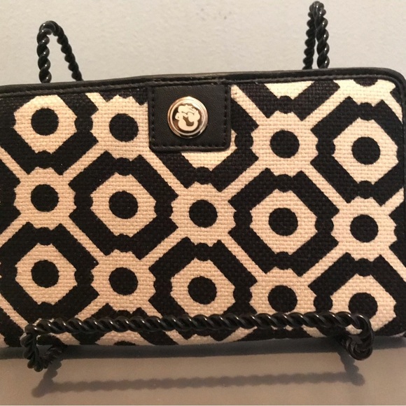 Black and Cream Geometric Pattern Women's Wallet. - Picture 1 of 4
